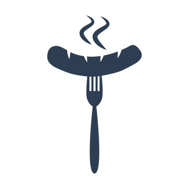 Beyaz arkaplanda sosis simgesi.