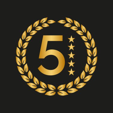 Siyah arkaplanda altın defne çelengi.