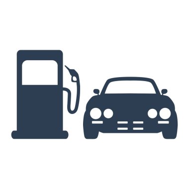 Araba beyaz arka plan üzerinde gaz istasyonu.