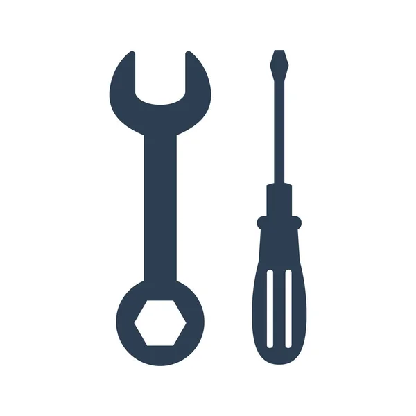 Schraubenschlüssel und Schraubenzieher-Symbol auf weißem Hintergrund. — Stockvektor