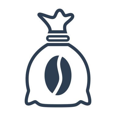 Beyaz arka plan üzerinde kahve çuval simgesi.