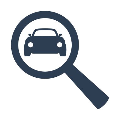 bir araba beyaz arka plan üzerinde olan büyüteç.