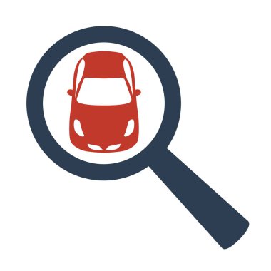 bir araba beyaz arka plan üzerinde olan büyüteç.