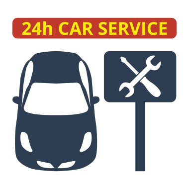 beyaz arkaplanda araba servisi simgesi.