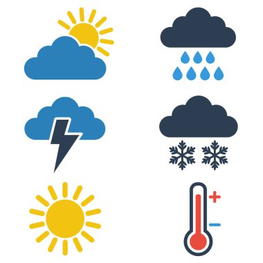 beyaz zemin üzerine weather simge kümesi.