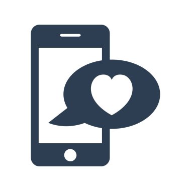 Cep telefonu ve beyaz arka plan üzerinde aşk mesajı.