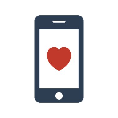 Cep telefonu ve beyaz arka plan üzerinde aşk kalp.