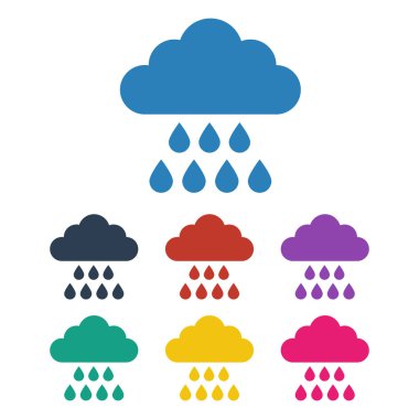Yağmur renkli simgeler beyaz arka plan üzerinde ayarla.