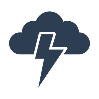 Beyaz arka plan üzerinde fırtına simgesi.