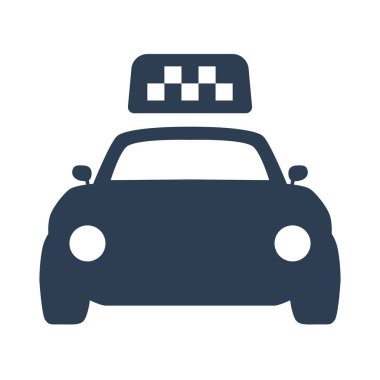 Beyaz arkaplanda taksi simgesi.