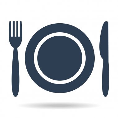 Tabak, çatal ve bıçak beyaz arka plan üzerinde.