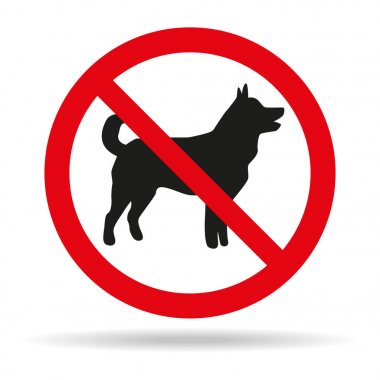 Beyaz arka plan hiçbir köpek işareti.