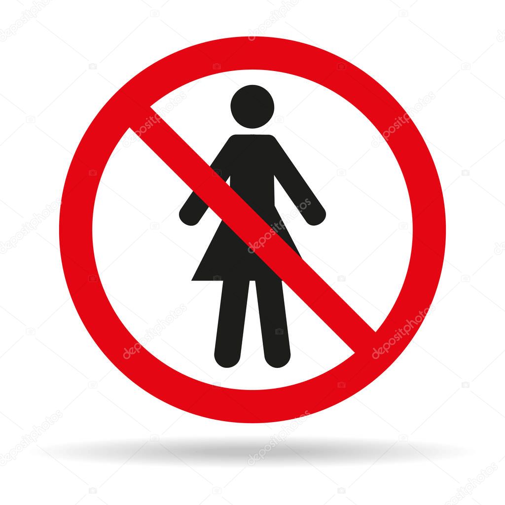 No Woman Sign on white background.