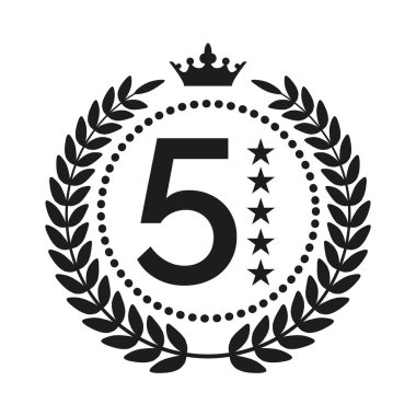 Beyaz arka planda yıldızlarla defne çelengi.