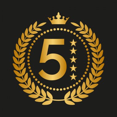 Siyah arkaplanda altın defne çelengi.