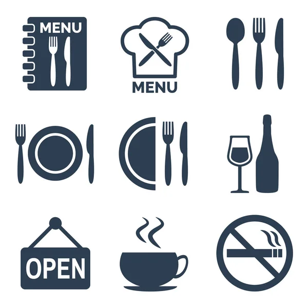 Iconos de restaurante sobre fondo blanco. — Archivo Imágenes Vectoriales