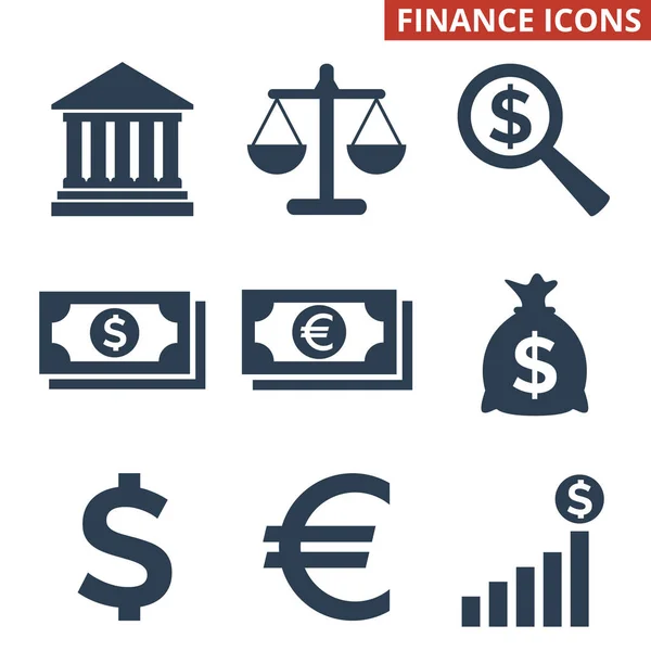 Finanzas Iconos establecidos sobre fondo blanco . — Vector de stock