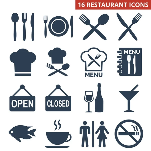Icônes de restaurant sur fond blanc. — Image vectorielle