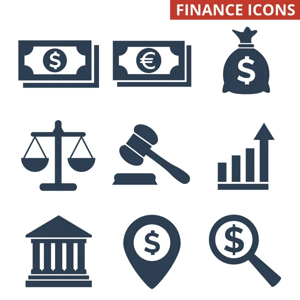 Finanzas Iconos establecidos sobre fondo blanco . — Archivo Imágenes Vectoriales