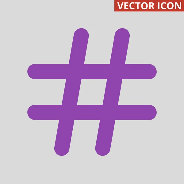 Violettes Hashtag-Symbol auf grauem Hintergrund. — Stockvektor