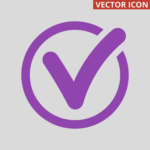 Check mark icon on grey background. — Stock Vector