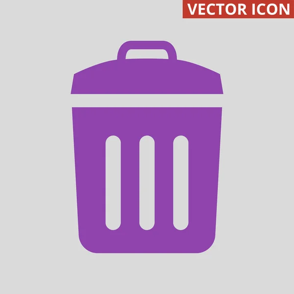 Trash bin icon on grey background. — Stock Vector
