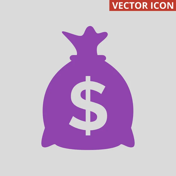 Money Bag Icon on grey background. — Stock Vector