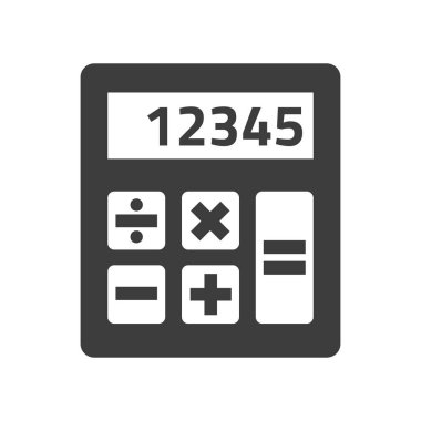 Beyaz arkaplanda hesap makinesi simgesi.