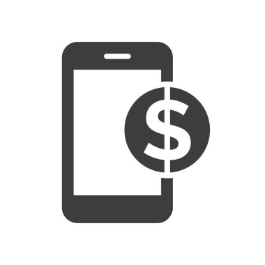 Beyaz arkaplanda mobil bankacılık simgesi.