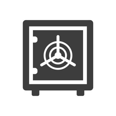 Beyaz arkaplanda banka güvenli simgesi.