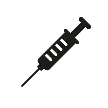 Beyaz arkaplanda şırınga simgesi.