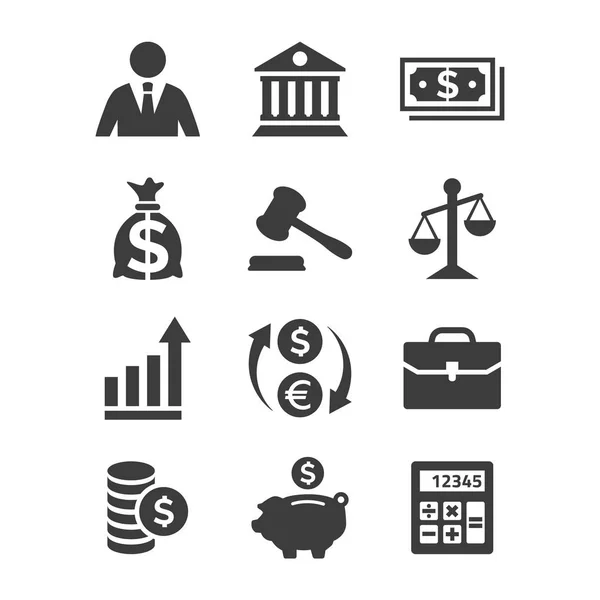 Iconos de negocios y finanzas sobre fondo blanco . — Vector de stock