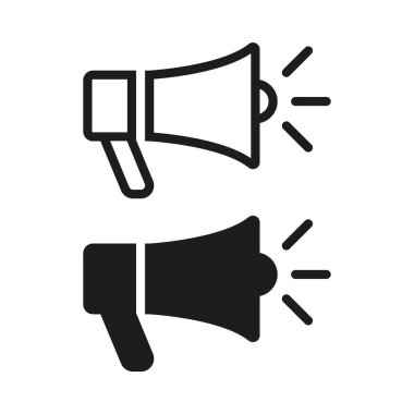 Beyaz arkaplanda megafon simgeleri.