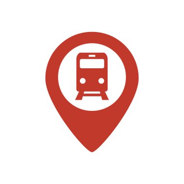 Beyaz arkaplanda metro ya da tren yolu haritası işaretleyici simgesi.