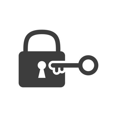 Beyaz arka plan üzerinde kilit simgesi.