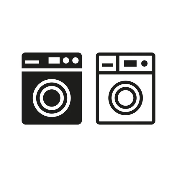 Tvättmaskin ikoner på vit bakgrund. — Stock vektor