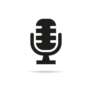 Beyaz arka plan üzerinde mikrofon simgesi. Vektör çizim