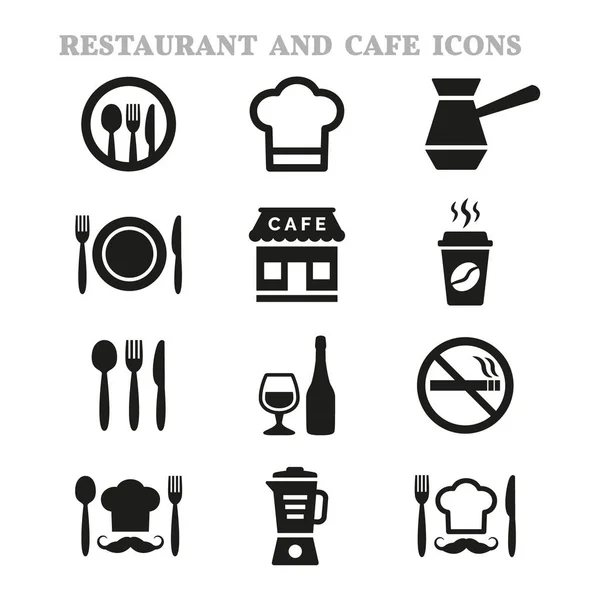 Restaurant Cafe Pictogrammen Witte Achtergrond Vectorillustratie — Stockvector