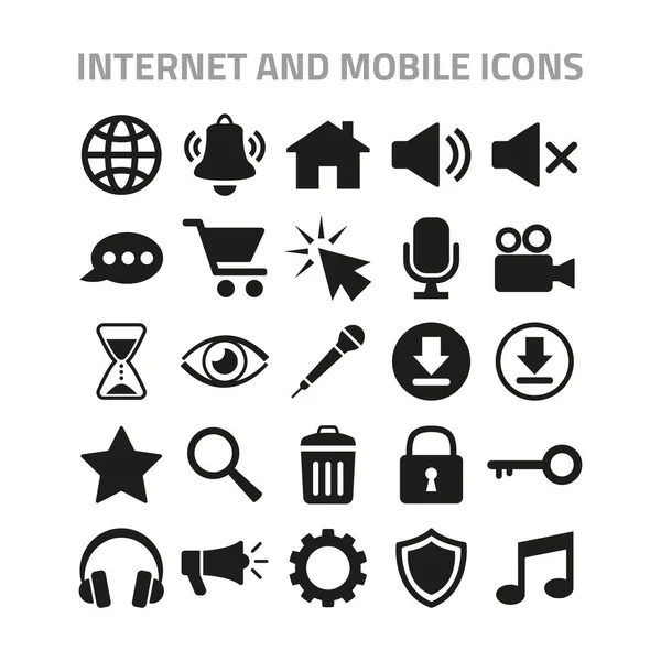 Internet Icone Mobili Impostate Sfondo Bianco Illustrazione Vettoriale — Vettoriale Stock