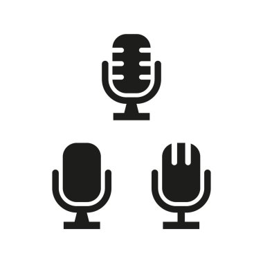 Beyaz arka plan üzerinde mikrofon simgeler. vektör çizim
