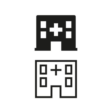 Hastane simgesi beyaz arka plan üzerinde. Vektör çizim