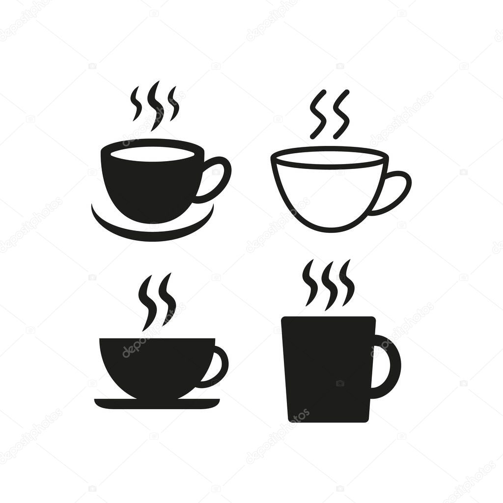 Coffee cup flat icons on white background. Vector illustration