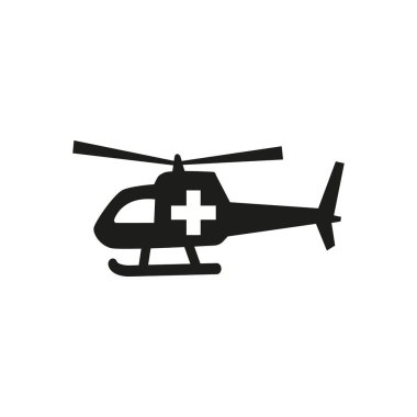 Beyaz arka planda tıbbi helikopter ikonu. Vektör illüstrasyonu