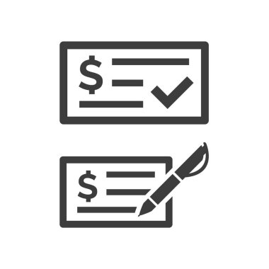 Beyaz arka planda para kontrol simgesi. Vektör illüstrasyonu