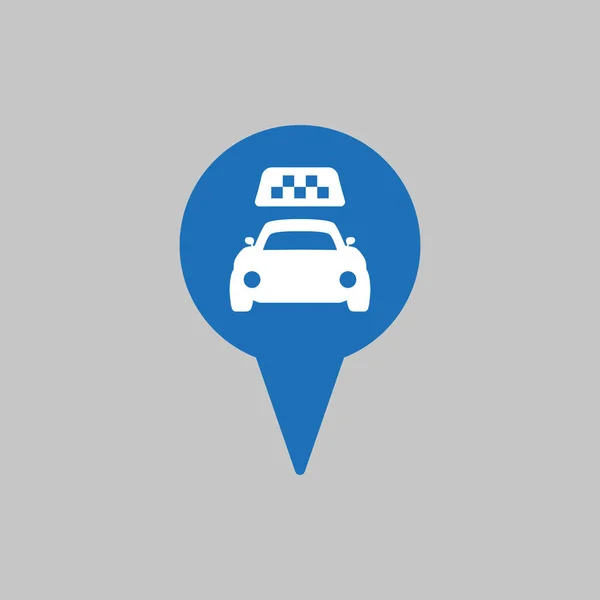 Puntero Mapa Con Icono Taxi Sobre Fondo Gris Ilustración Vectorial — Vector de stock