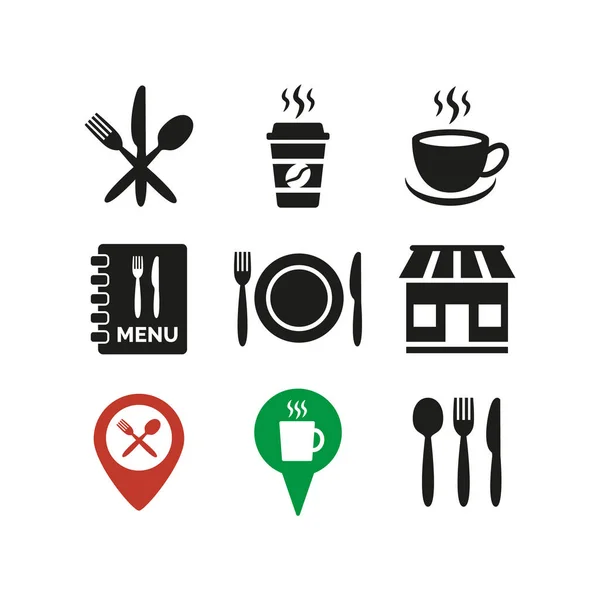 Iconos Restaurantes Cafeterías Sobre Fondo Blanco Ilustración Vectorial Vector De Stock