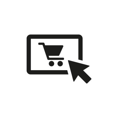 Beyaz arka planda online alışveriş simgesi. Vektör illüstrasyonu