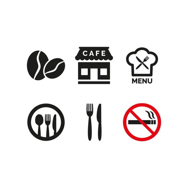 Restaurant Cafe Pictogrammen Witte Achtergrond Vectorillustratie — Stockvector