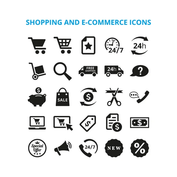 Iconos Compras Comercio Electrónico Sobre Fondo Blanco Ilustración Vectorial Ilustraciones De Stock Sin Royalties Gratis