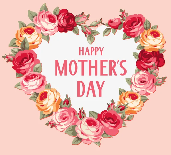 Κάρτα για τη γιορτή της μητέρας με ροζ τριαντάφυλλα — Διανυσματικό Αρχείο